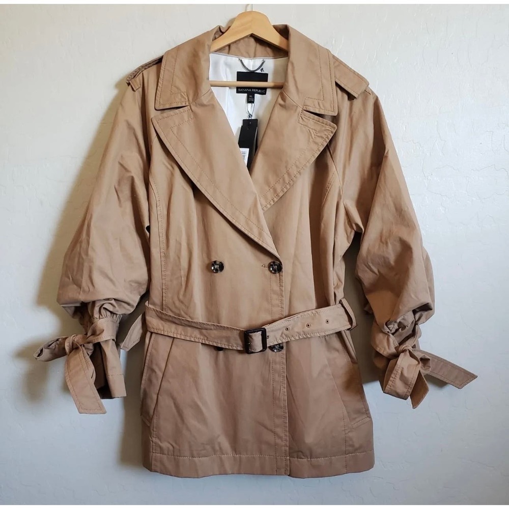 Banana Republic Tan Double-Breasted Trench Coat with Belt